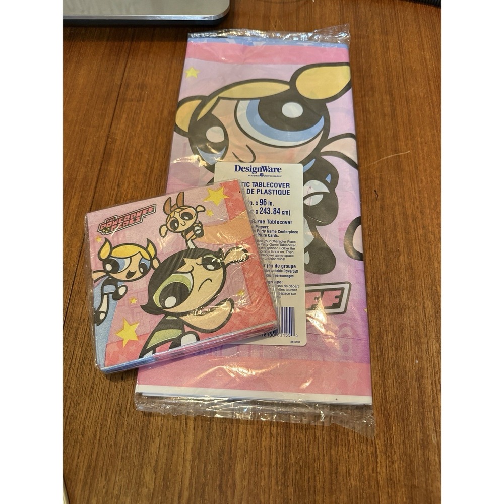 Vintage 1999 Powerpuff Girls Napkins 16ct & Tablecloth Set DesignWare Y2K